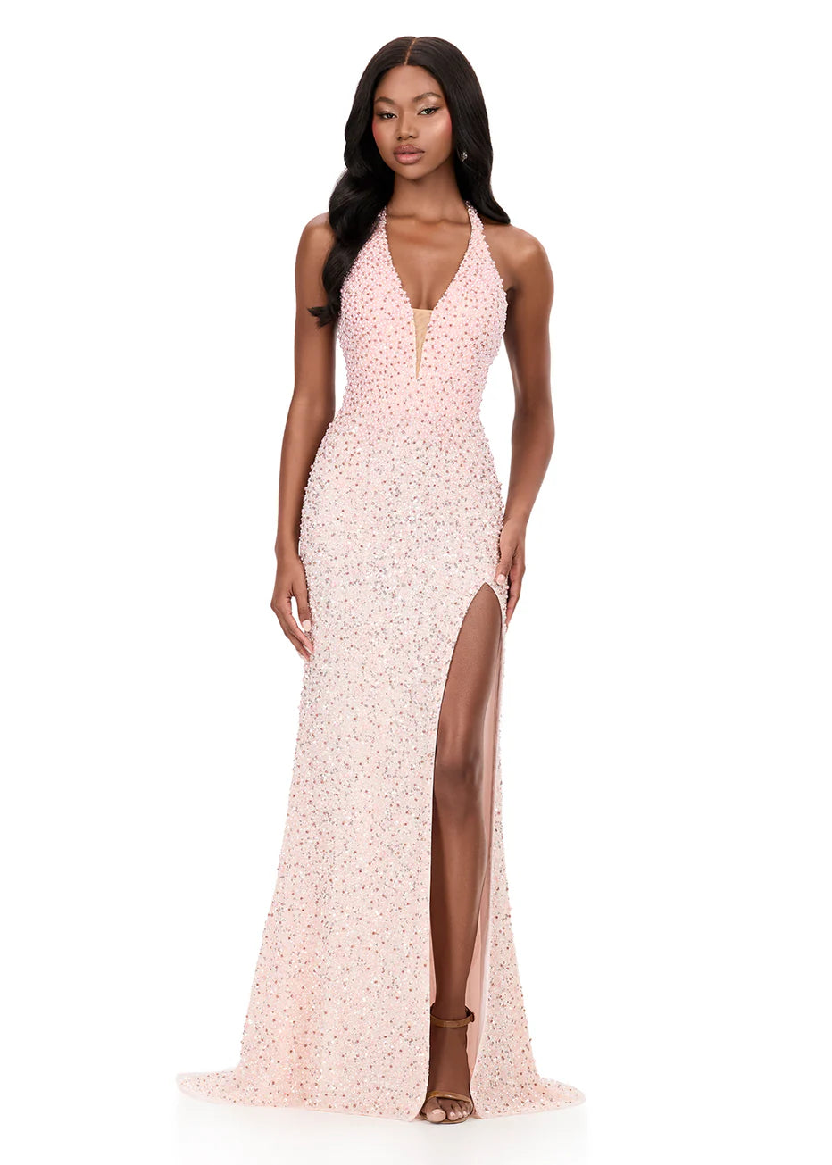 Ashley Lauren 12232 - Backless Pearl Beaded Evening Dress