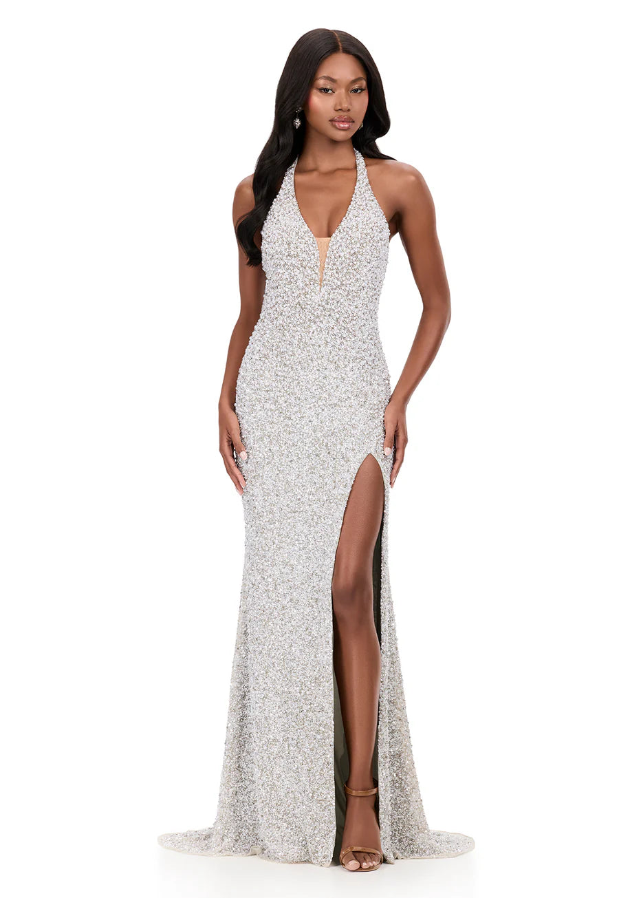 Ashley Lauren 12232 - Backless Pearl Beaded Evening Dress