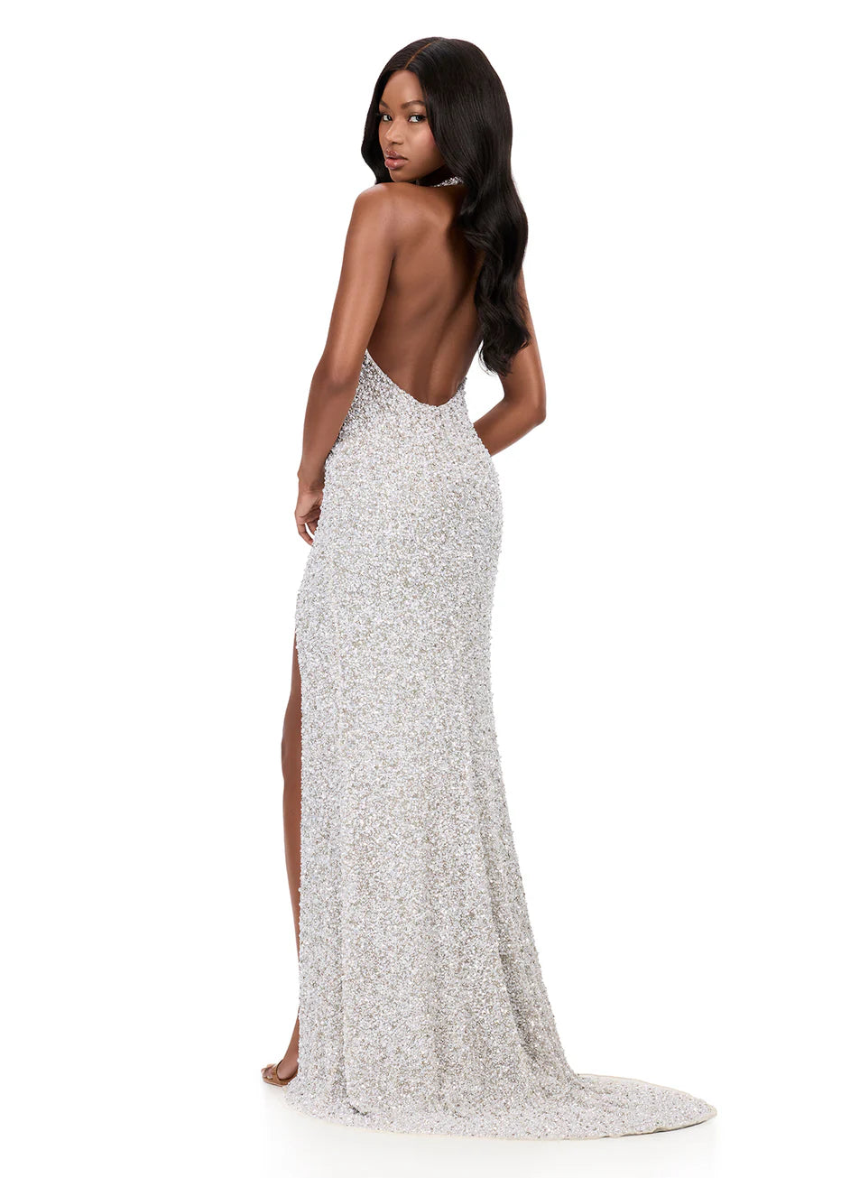 Ashley Lauren 12232 - Backless Pearl Beaded Evening Dress