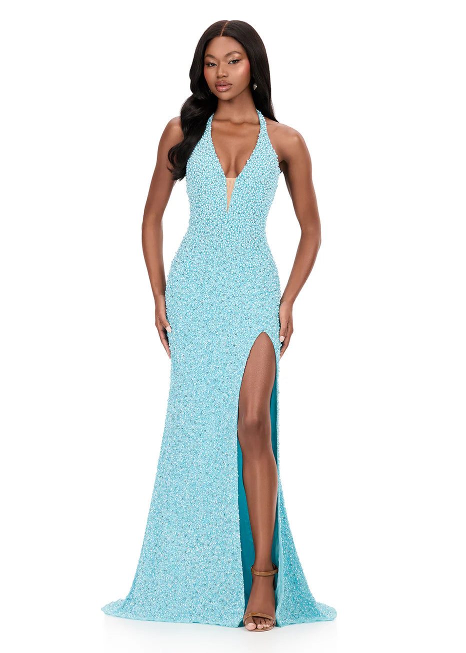 Ashley Lauren 12232 - Backless Pearl Beaded Evening Dress