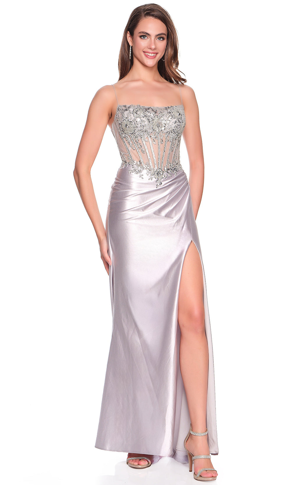 Dave & Johnny 12239 - Spaghetti Strap Embellished Corset Prom Dress Prom Dresses