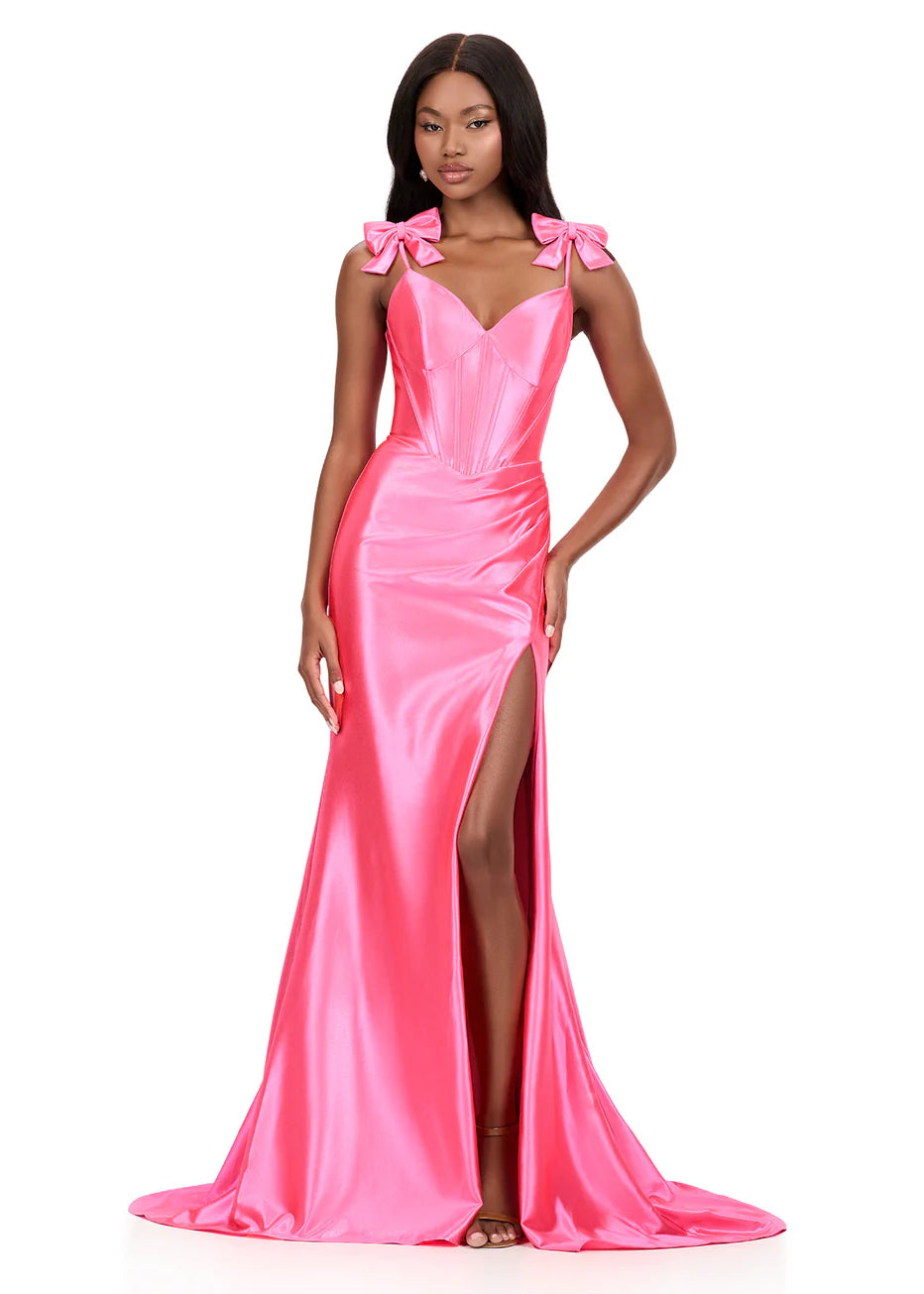 Ashley Lauren 12239 - Corset Sheath Dress with Bow Strap