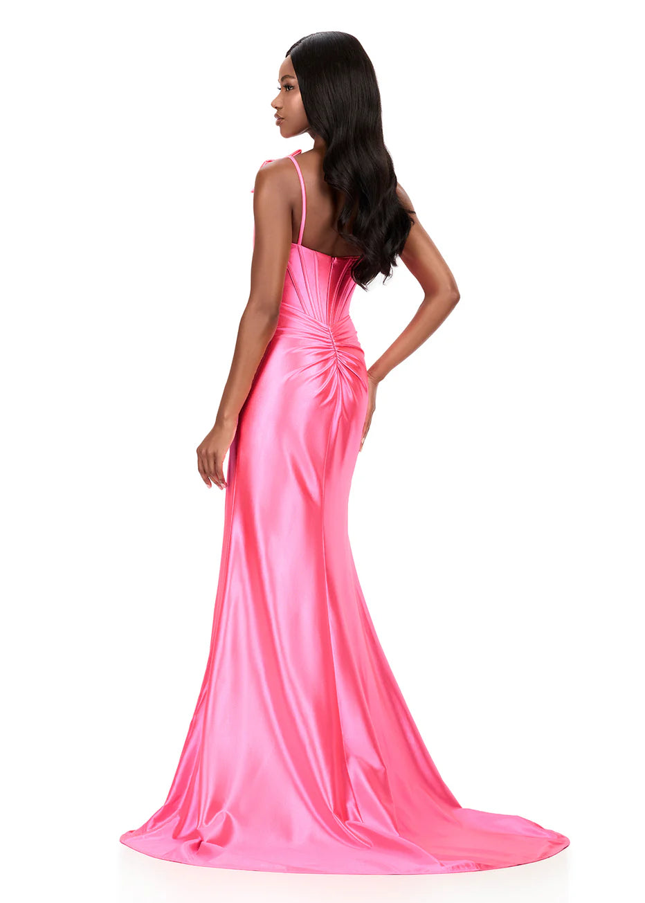 Ashley Lauren 12239 - Corset Sheath Dress with Bow Strap