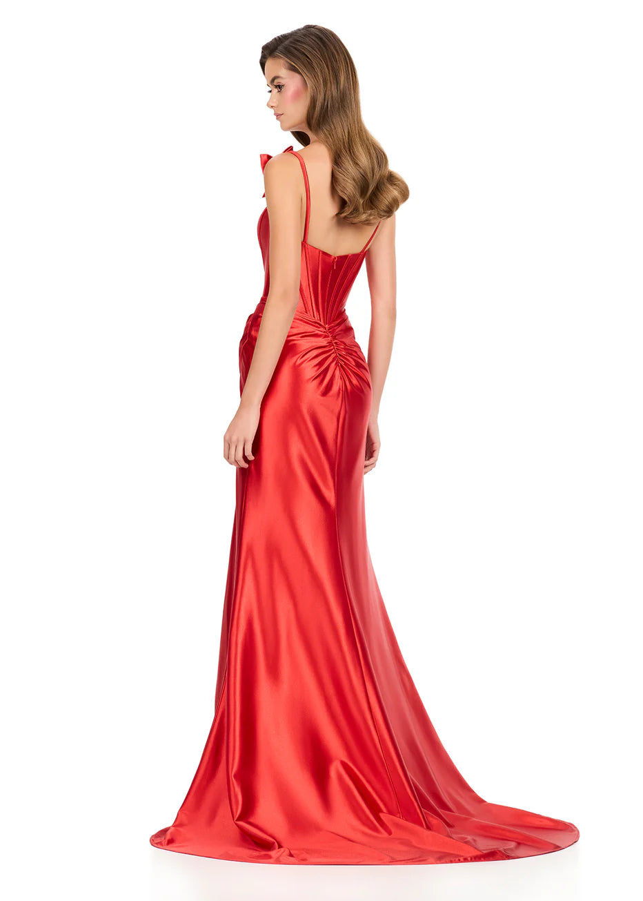 Ashley Lauren 12239 - Corset Sheath Dress with Bow Strap