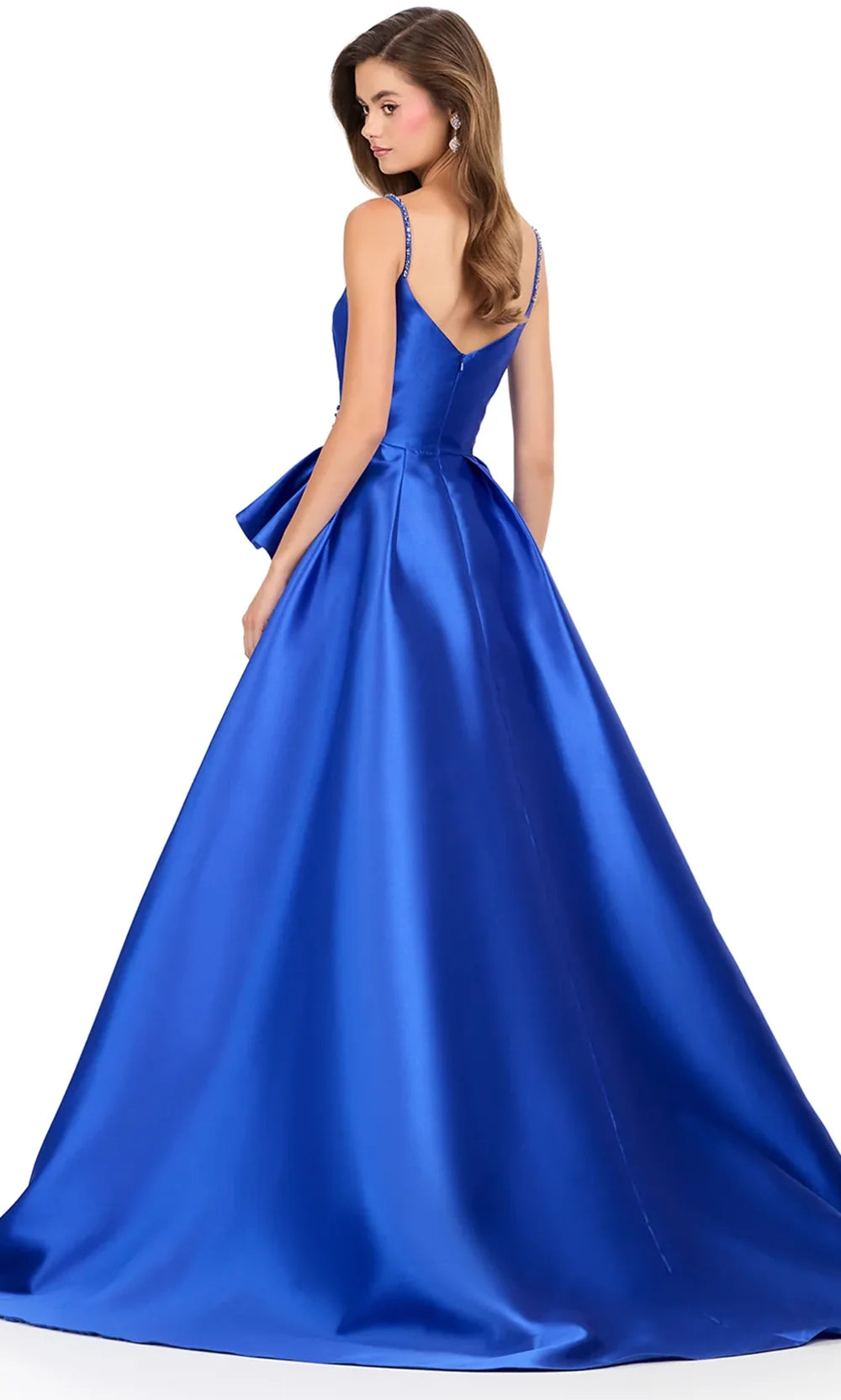 Ashley Lauren 12241 - Cascadin g Ruffle A-Lin e Evening Gown Special Occasion Dress in Royal