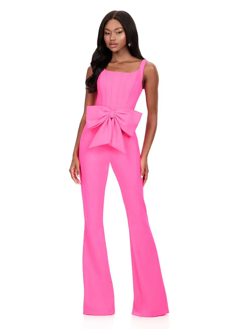 Ashley Lauren 12242 - Square Neck Bow Jumpsuit