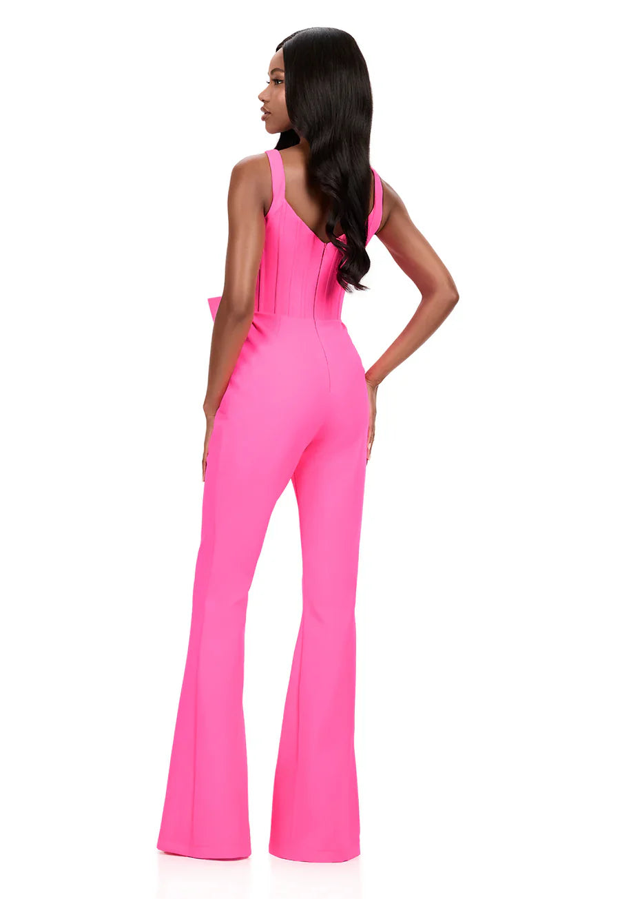 Ashley Lauren 12242 - Square Neck Bow Jumpsuit