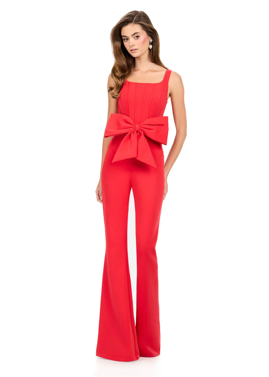 Ashley Lauren 12242 - Square Neck Bow Jumpsuit
