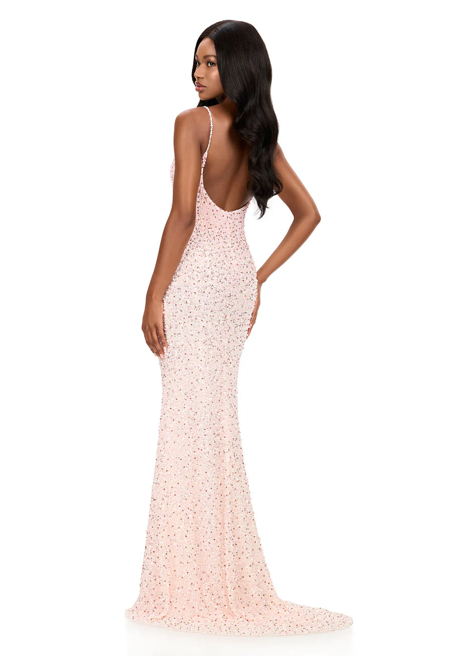 Ashley Lauren 12244 - Spaghetti Strap Bead Embellished Dress
