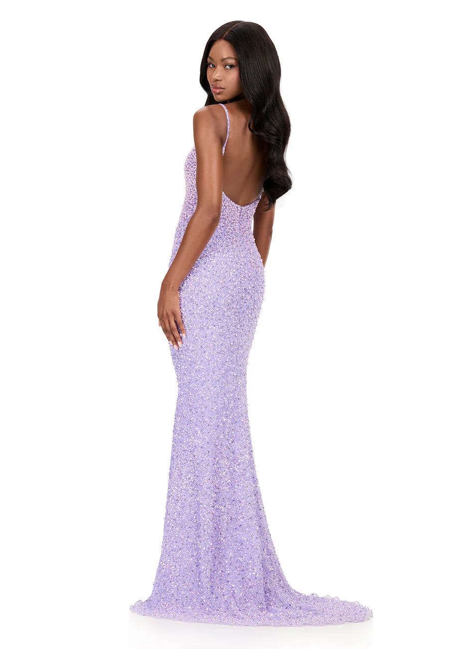 Ashley Lauren 12244 - Spaghetti Strap Bead Embellished Dress