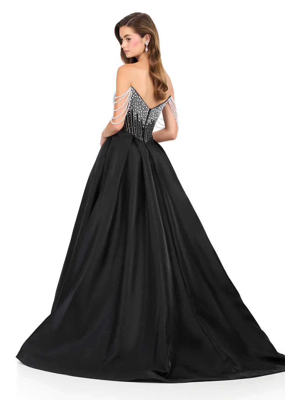 Ashley Lauren 12248 - Straight Neckline Beaded Corset Ballgown