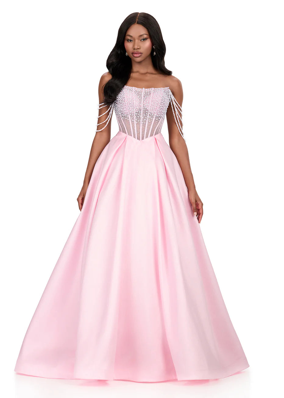Ashley Lauren 12248 - Straight Neckline Beaded Corset Ballgown