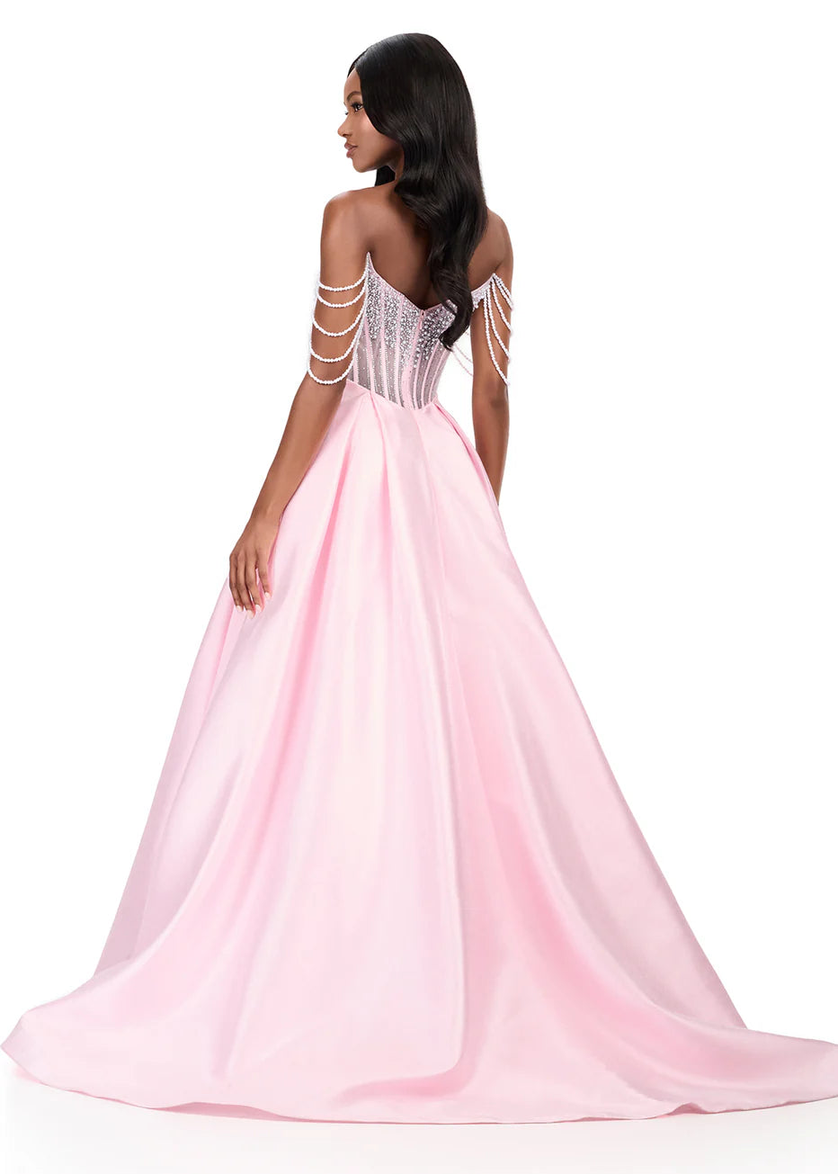 Ashley Lauren 12248 - Straight Neckline Beaded Corset Ballgown