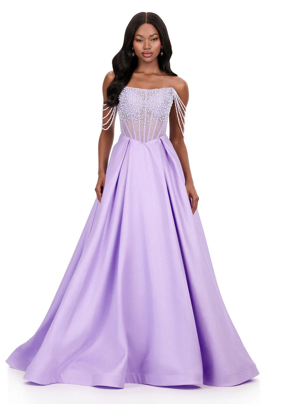 Ashley Lauren 12248 - Straight Neckline Beaded Corset Ballgown