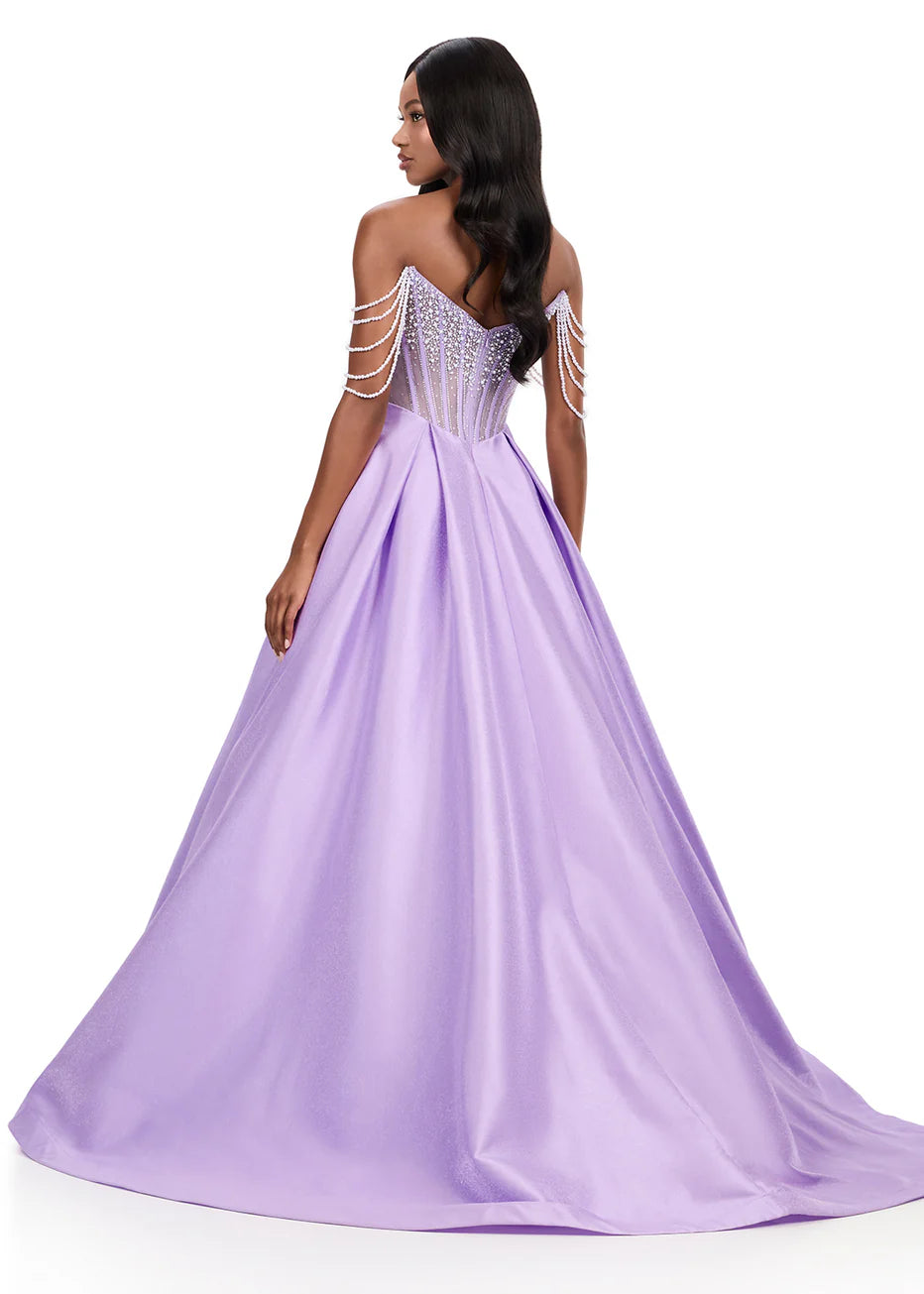 Ashley Lauren 12248 - Straight Neckline Beaded Corset Ballgown