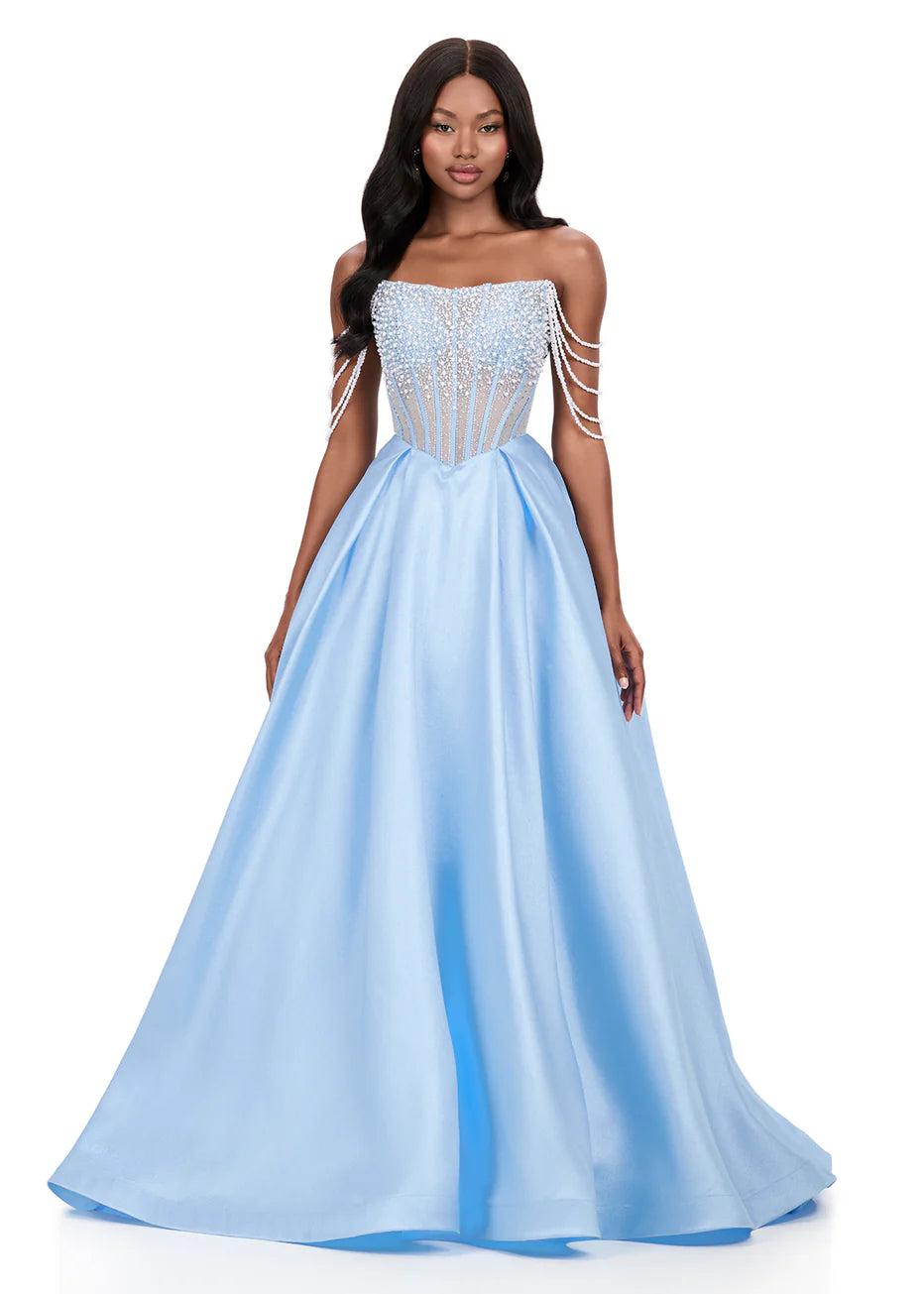 Ashley Lauren 12248 - Straight Neckline Beaded Corset Ballgown