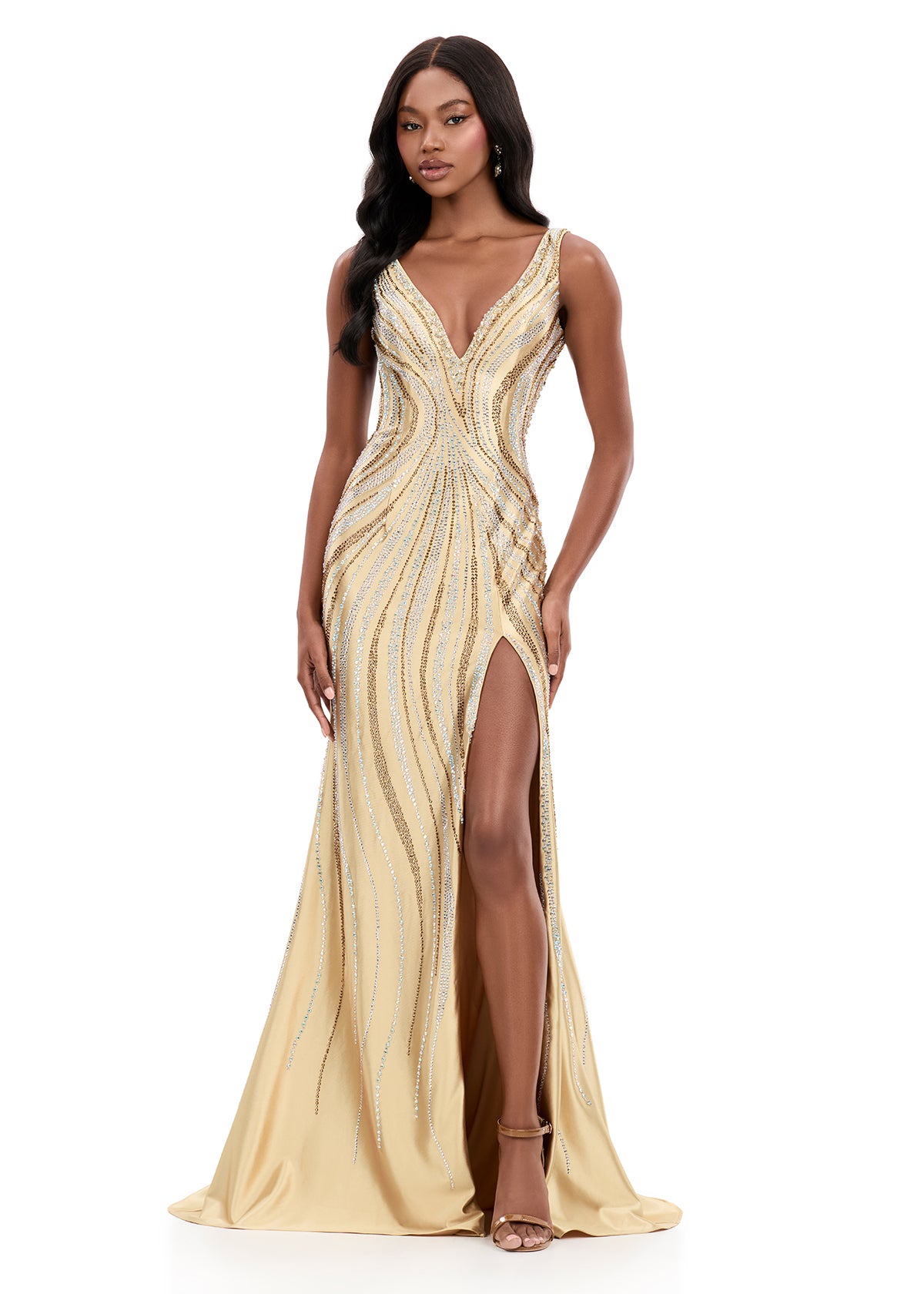 Ashley Lauren 12253 - Wide Strap Embellished Sheath Dress