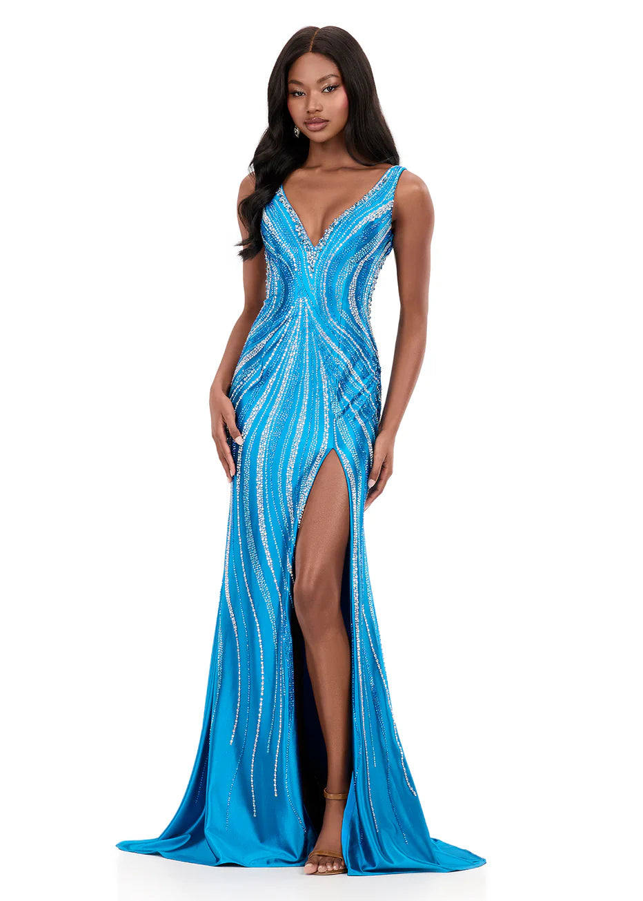 Ashley Lauren 12253 - Wide Strap Embellished Sheath Dress