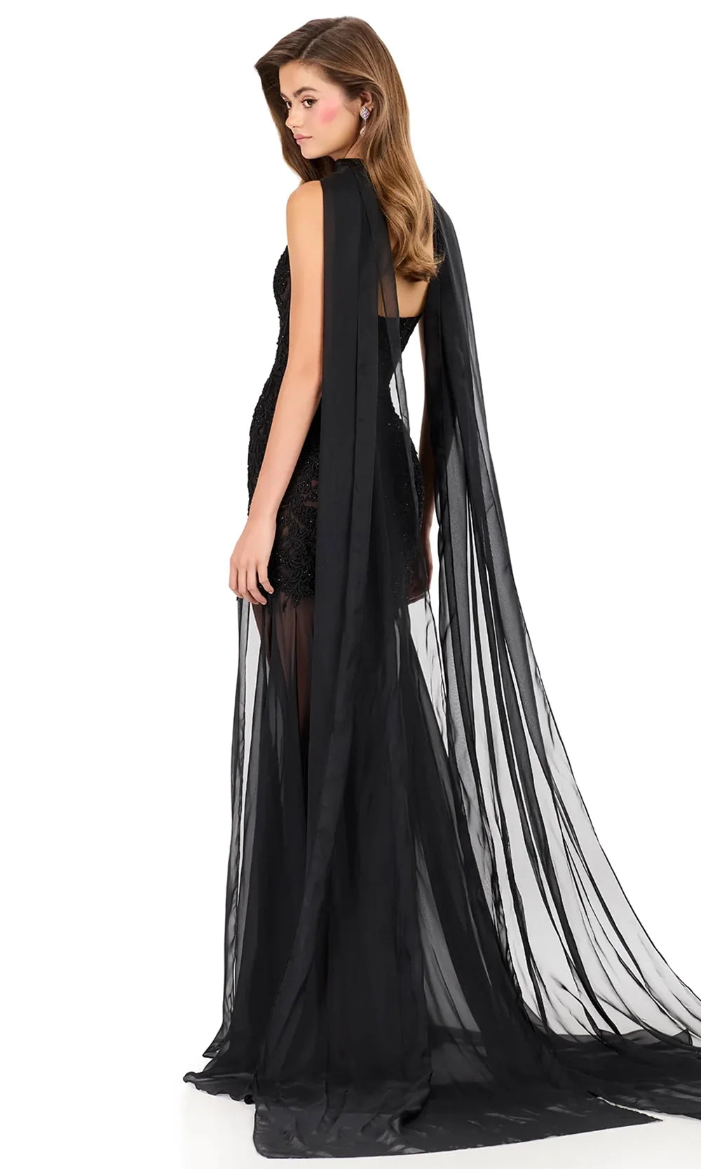 Ashley Lauren 12257 - Illusion Skirt Embroidered Sweetheart Gown in Black