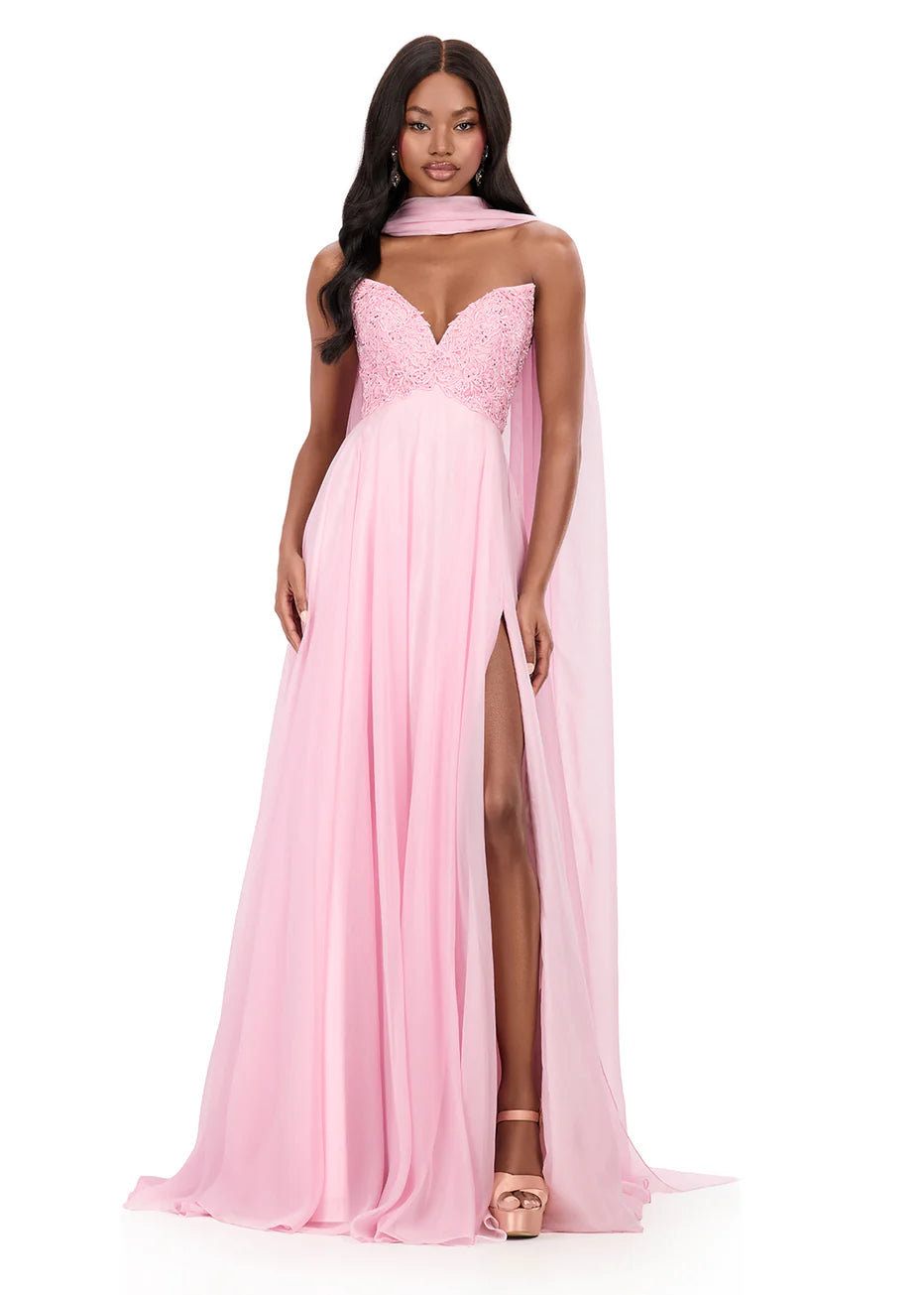 Ashley Lauren 12258 - Sweetheart Flowy A-Line Gown with Appliques