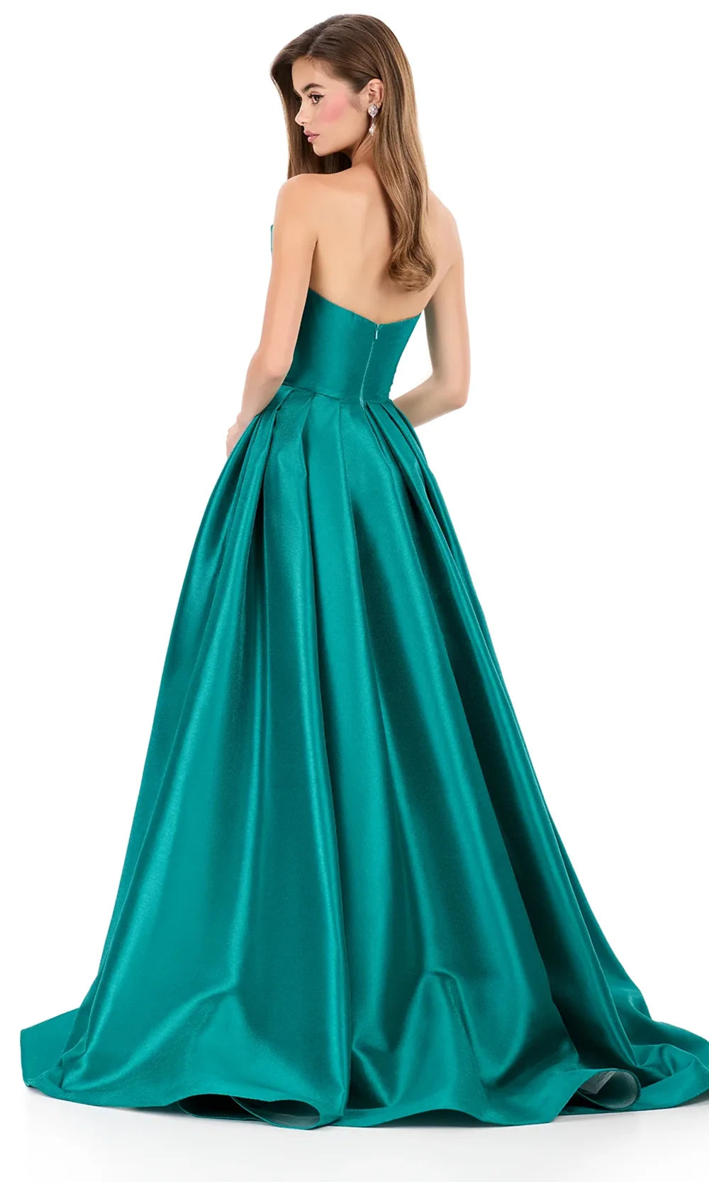 Ashley Lauren 12265 - Bow Neckline Mikado Box-Pleated Gown in Jade