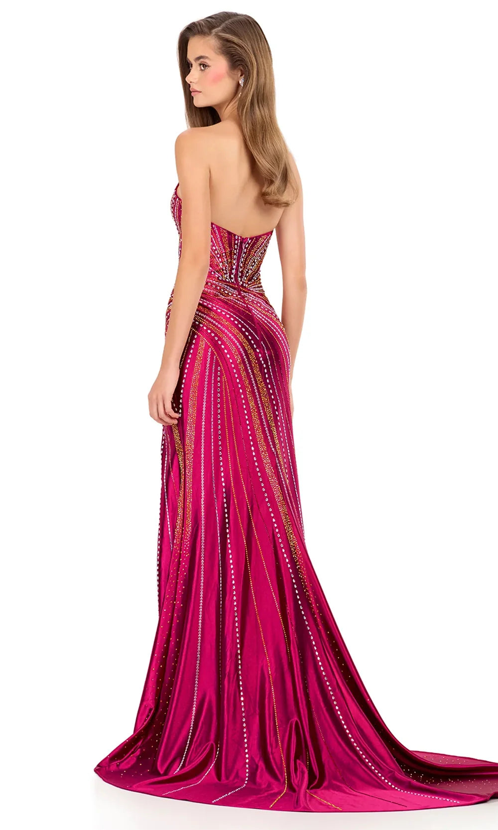 Ashley Lauren 12267 - Beaded Scoop Neckline Prom Dress in Berry