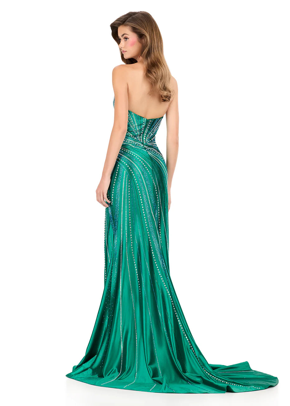 Ashley Lauren 12267 - Strapless Jersey High Slit Dress