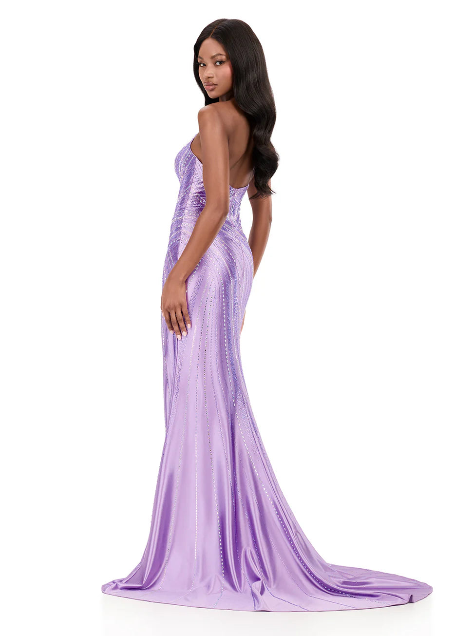 Ashley Lauren 12267 - Strapless Jersey High Slit Dress