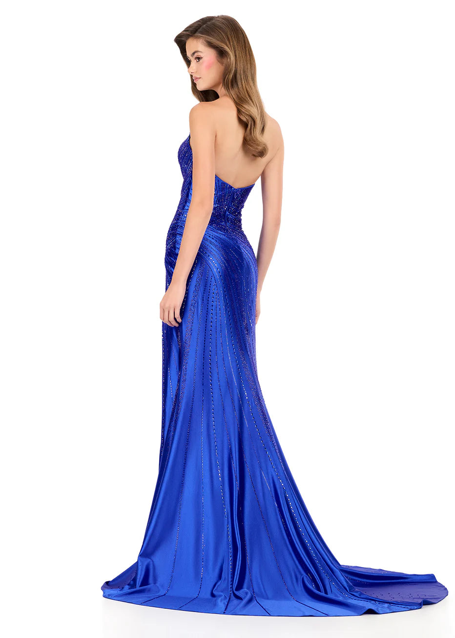 Ashley Lauren 12267 - Strapless Jersey High Slit Dress