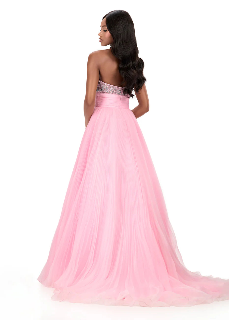 Ashley Lauren 12275 - Ruched Waist One Shoulder Pleated Gown