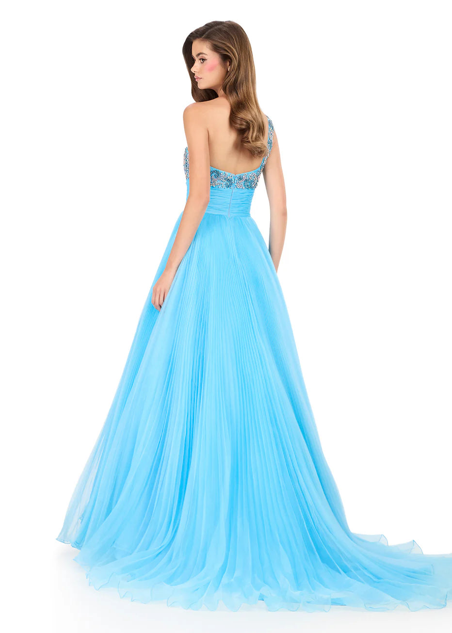 Ashley Lauren 12275 - Ruched Waist One Shoulder Pleated Gown