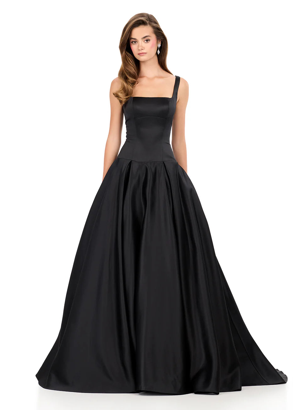 Ashley Lauren 12277 - Structured Satin Pleated Prom Gown