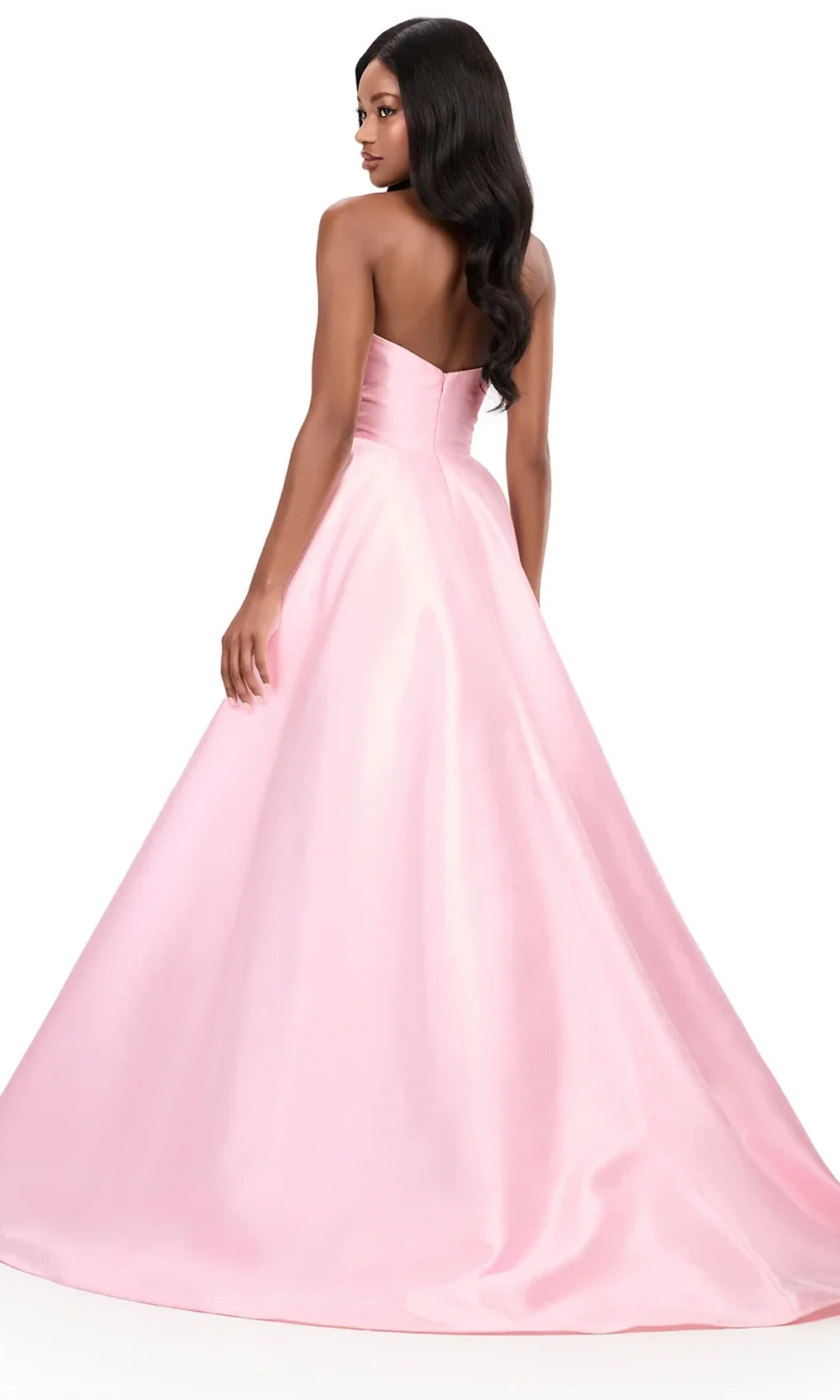 Ashley Lauren 12280 - Mikado Strapless Bodice Peplum Ballgown in Ice Pink