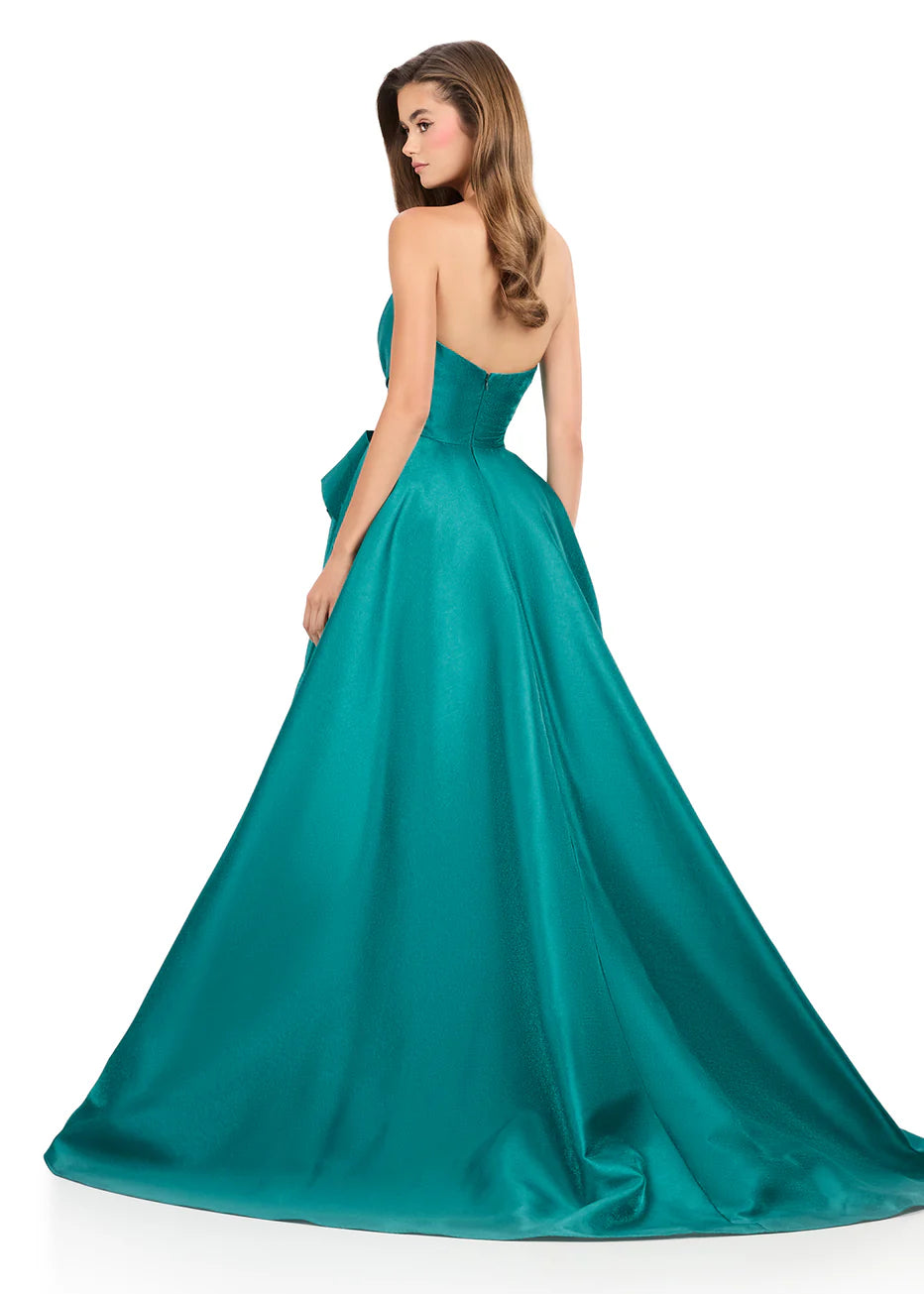 Ashley Lauren 12280 - Fold-Over Neckline Mikado Ballgown