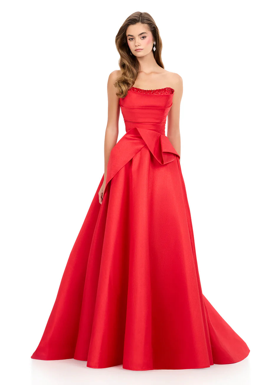 Ashley Lauren 12280 - Fold-Over Neckline Mikado Ballgown