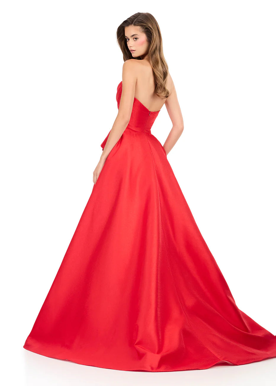 Ashley Lauren 12280 - Fold-Over Neckline Mikado Ballgown