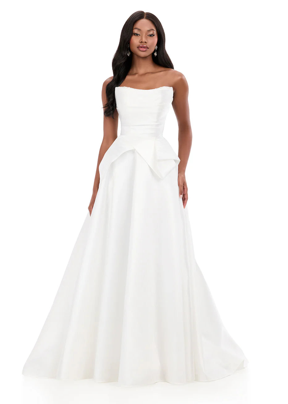 Ashley Lauren 12280 - Fold-Over Neckline Mikado Ballgown
