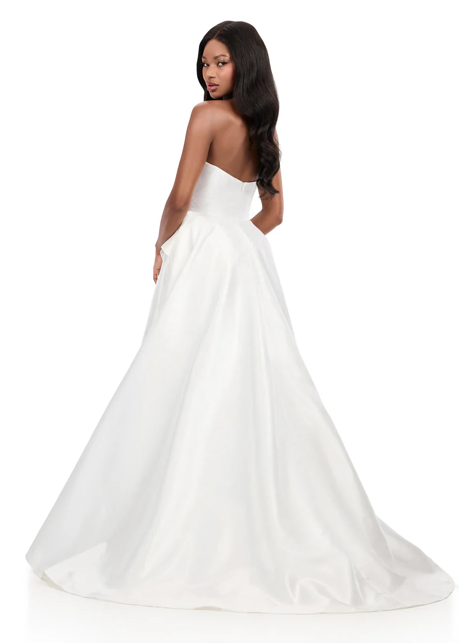 Ashley Lauren 12280 - Fold-Over Neckline Mikado Ballgown