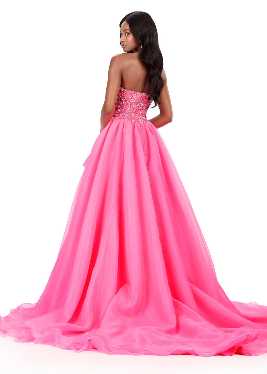 Ashley Lauren 12281 - Cascading Ruffle Skirt Plunging Prom Gown
