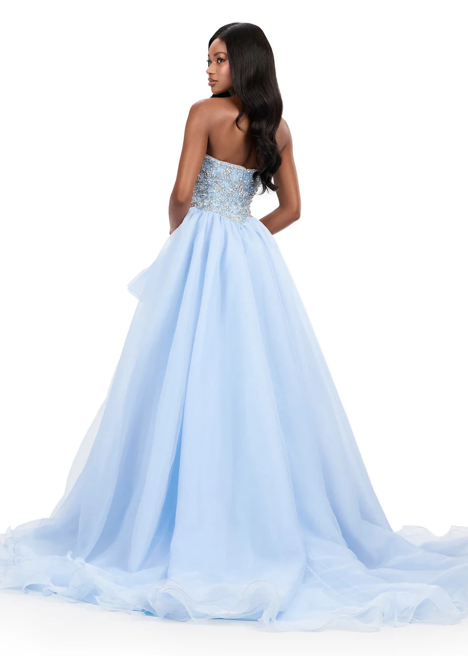 Ashley Lauren 12281 - Cascading Ruffle Skirt Plunging Prom Gown