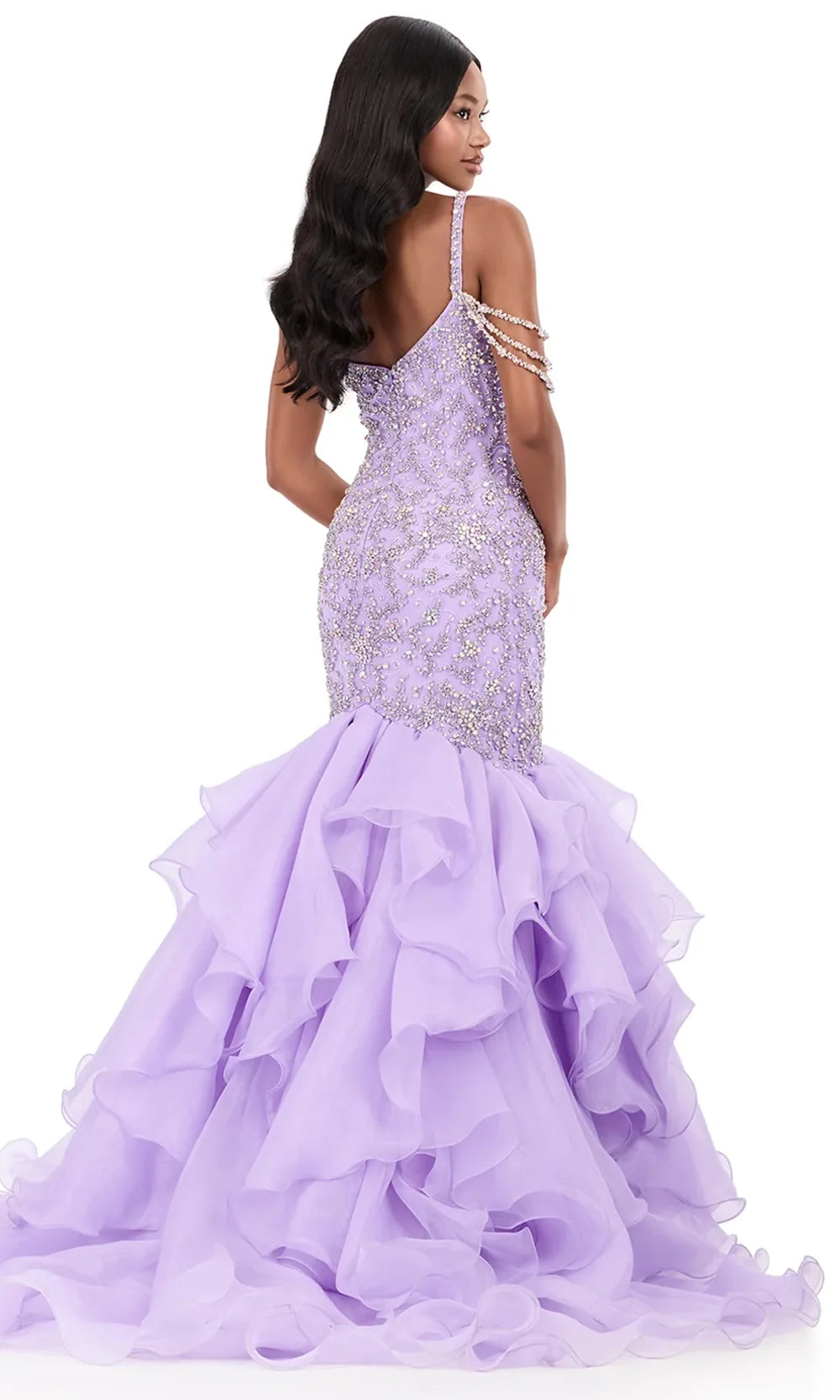 Ashley Lauren 12282 - One Shoulder Ruffled Mermaid Gown Special Occasion Dress in Orchid