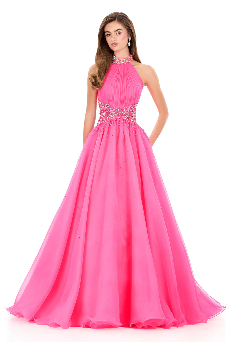 Ashley Lauren 12283 - Crystal Embellished High Neck Ballgown