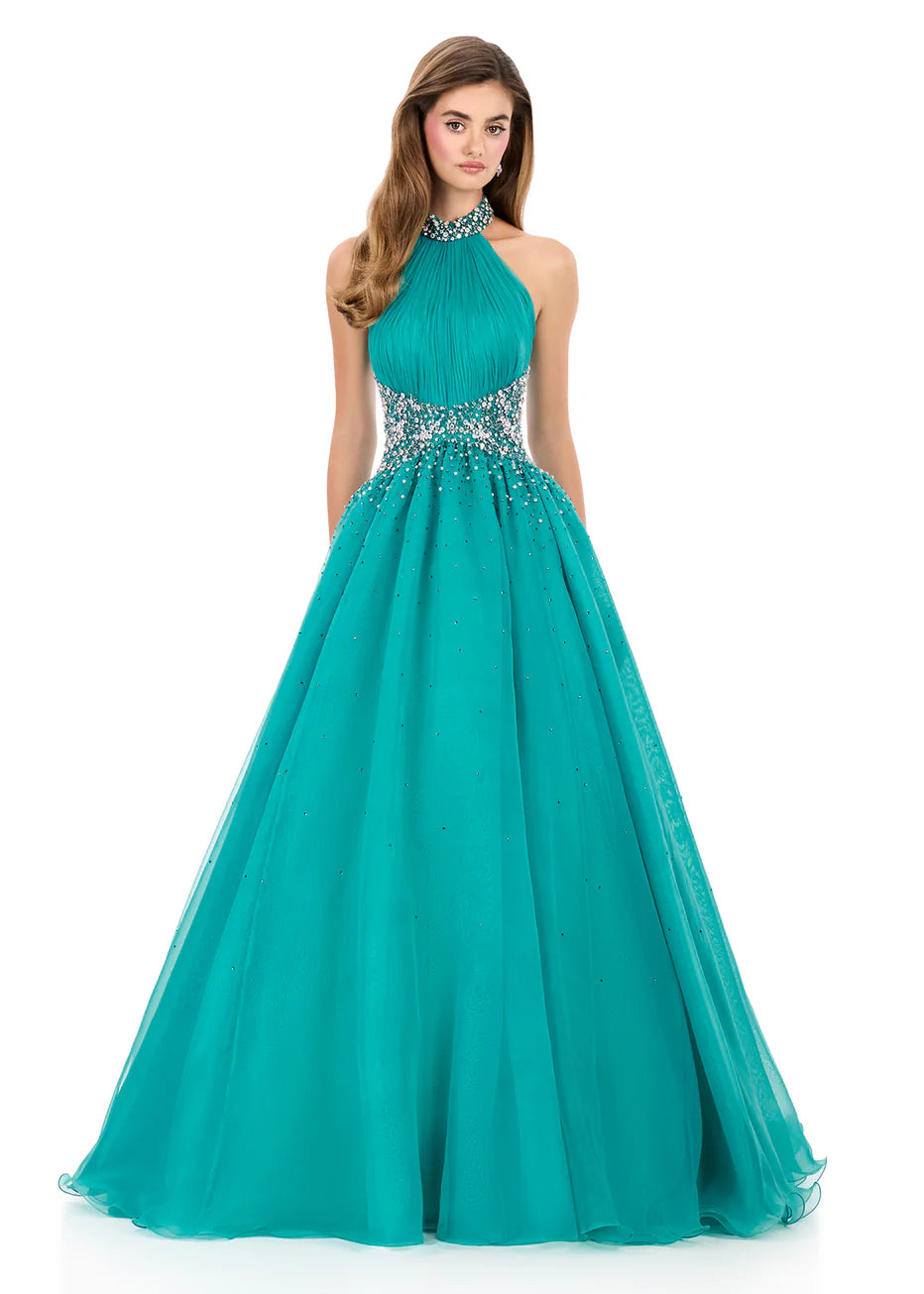 Ashley Lauren 12283 - Crystal Embellished High Neck Ballgown