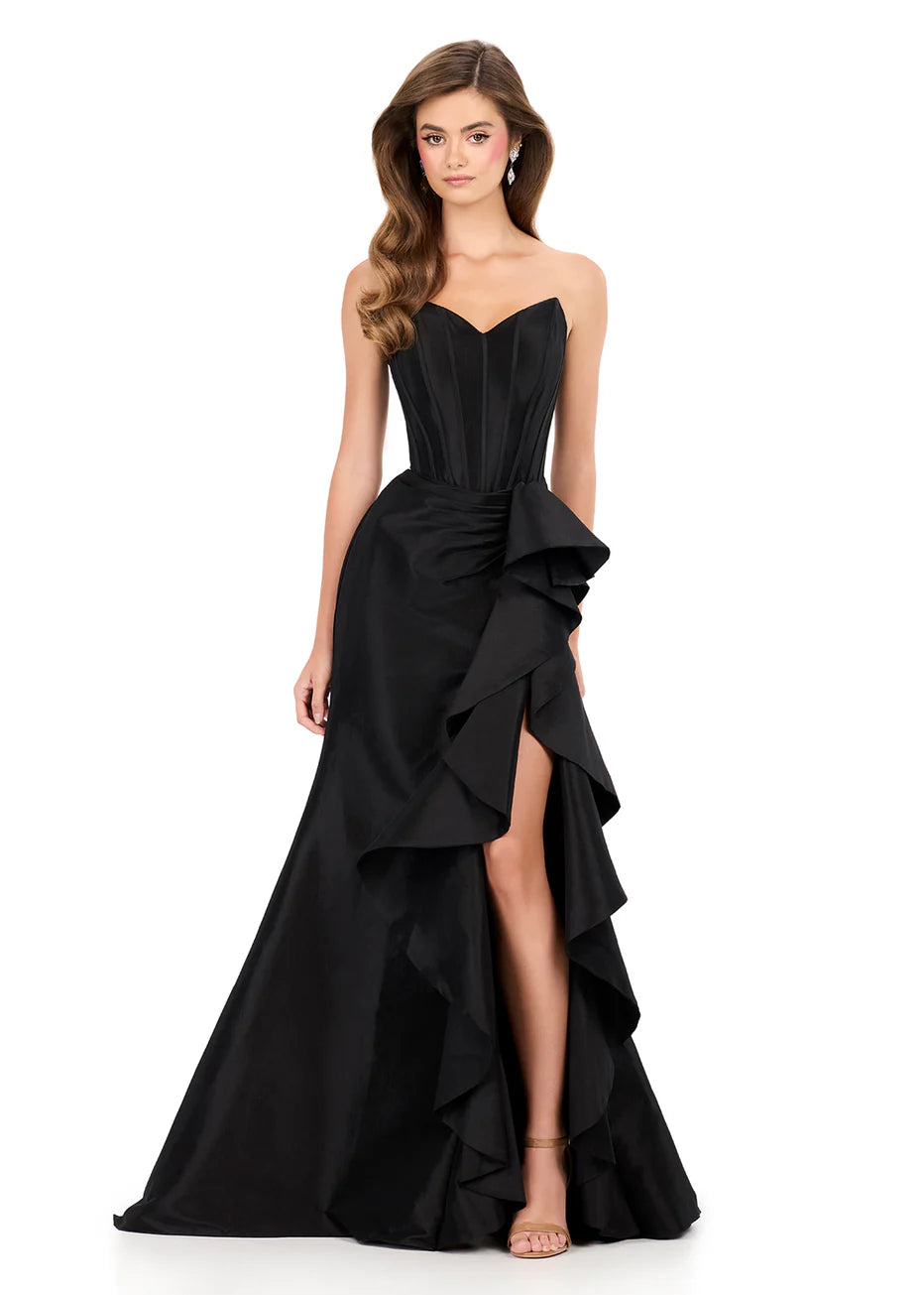 Ashley Lauren 12287 - Side Ruffle Taffeta Sweetheart Dress