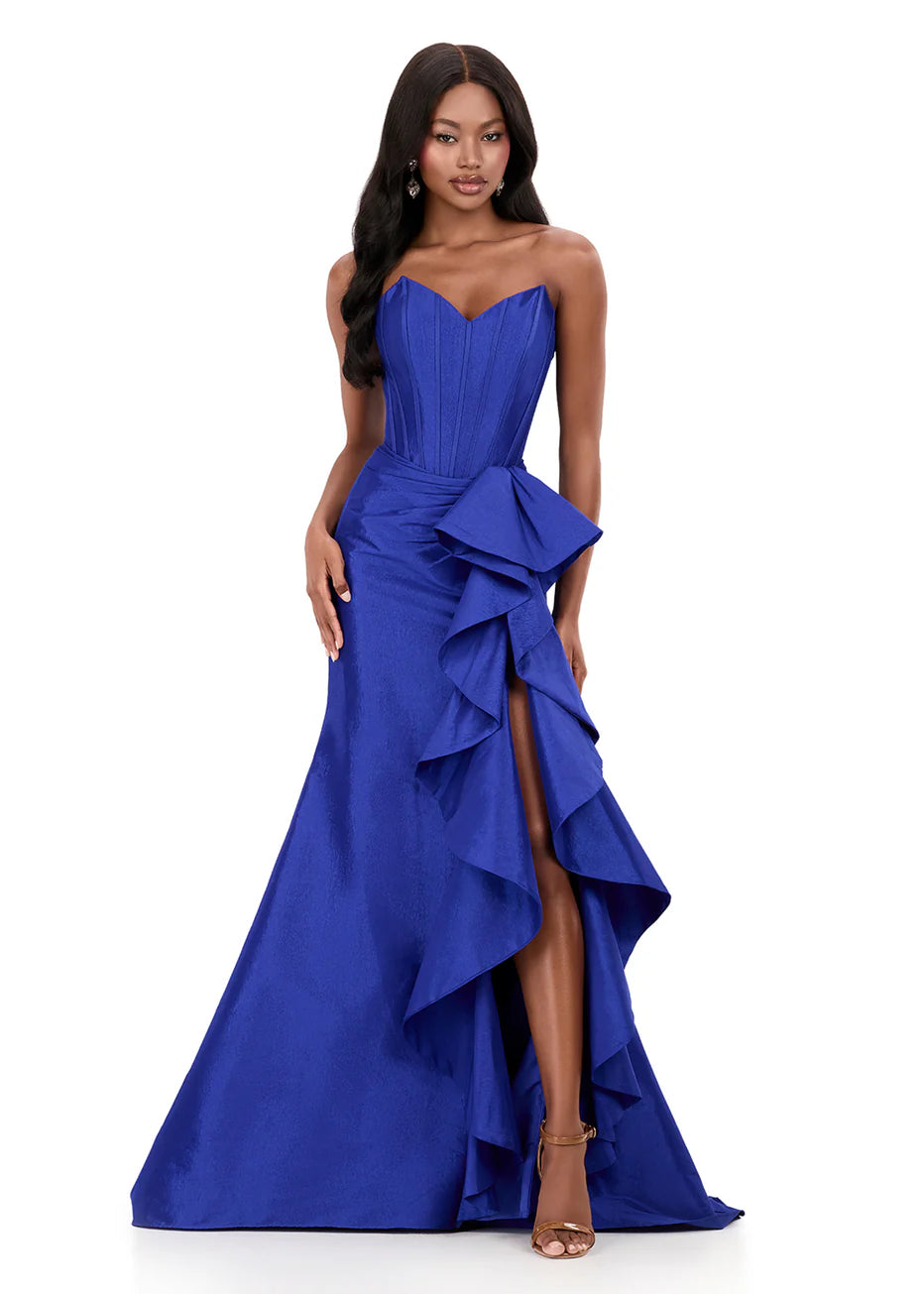 Ashley Lauren 12287 - Side Ruffle Taffeta Sweetheart Dress