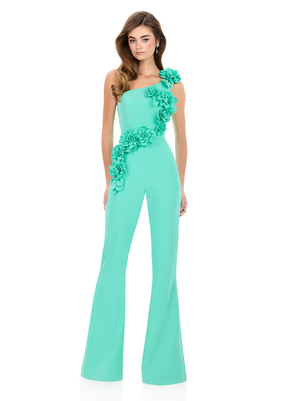 Ashley Lauren 12290 - Asymmetric Neckline Flared Pants Jumpsuit