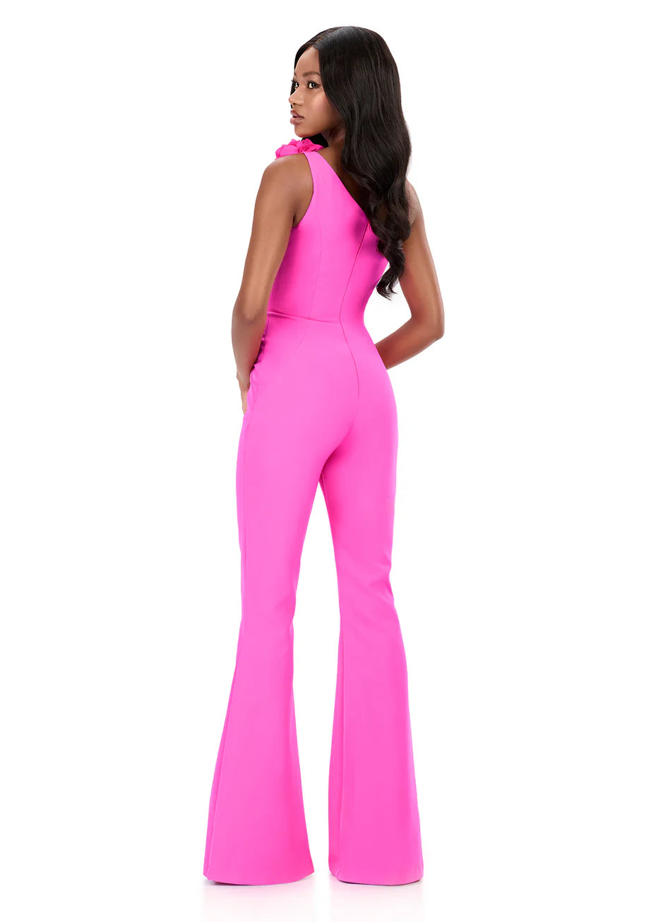 Ashley Lauren 12290 - Asymmetric Neckline Flared Pants Jumpsuit
