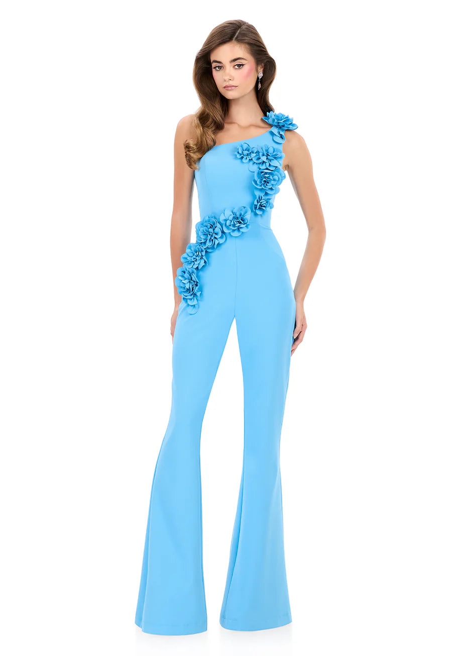 Ashley Lauren 12290 - Asymmetric Neckline Flared Pants Jumpsuit