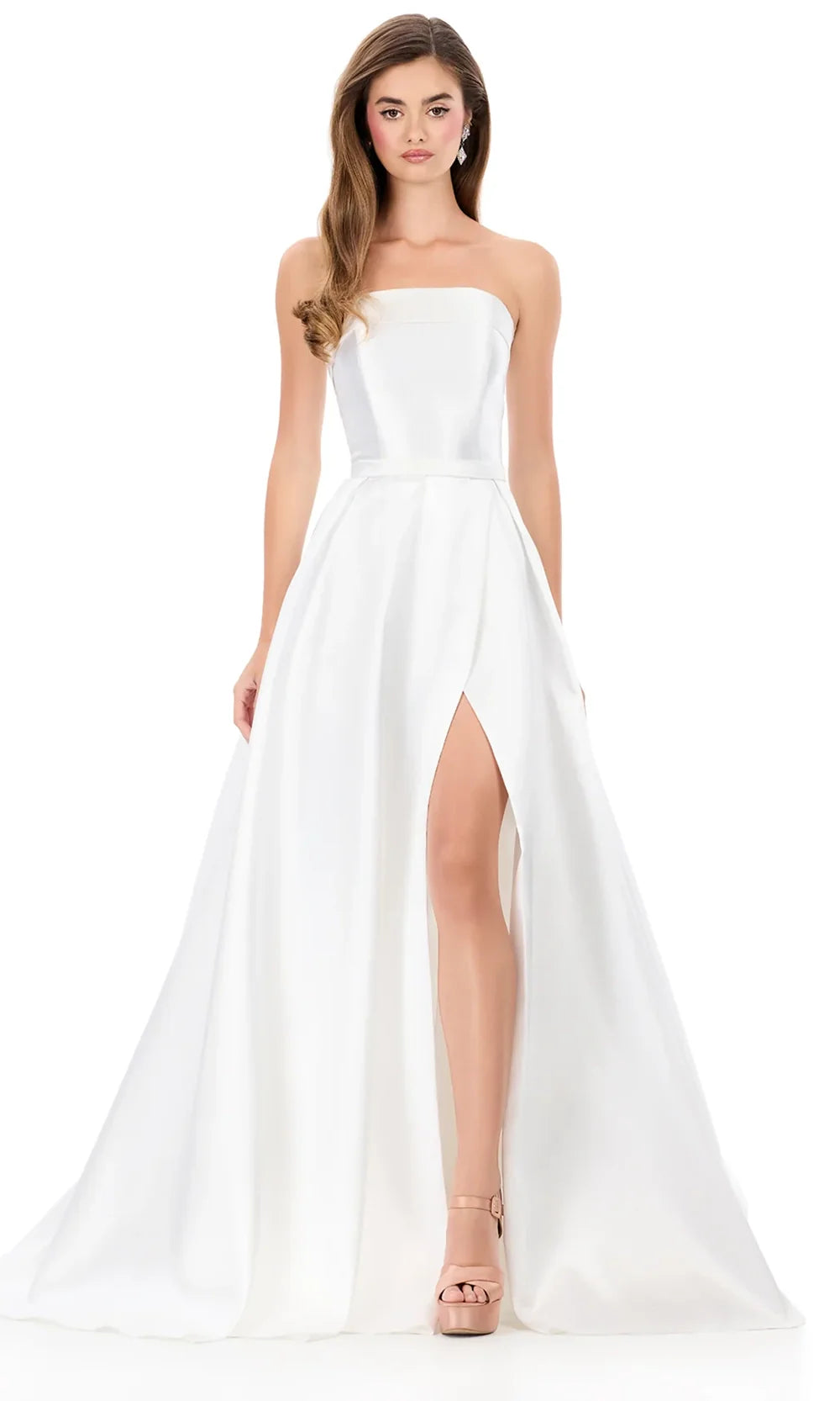 Ashley Lauren 12297 - Straight Neckline Mikado Ballgown in Ivory