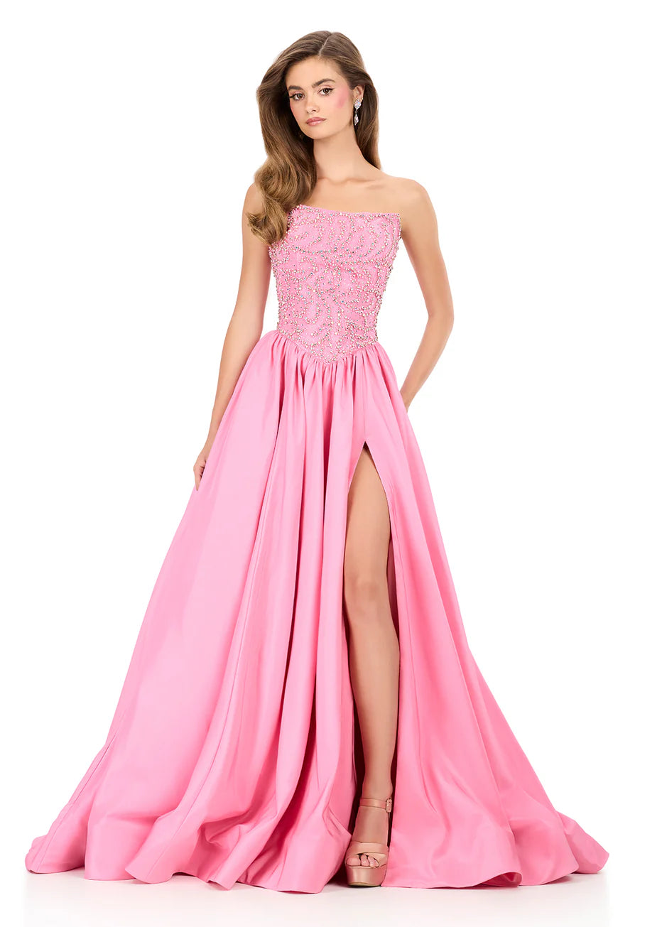 Ashley Lauren 12298 - Strapless Embellished Ballgown with Slit